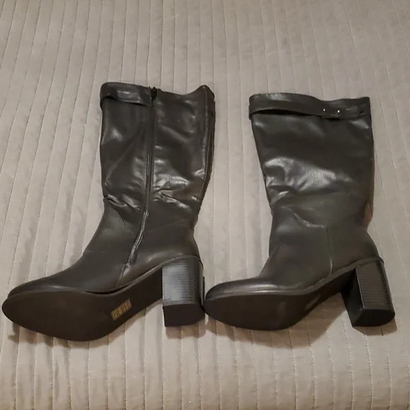 JustFab Shoes Size Emmeline Wide Black Calf High Heeled Boots